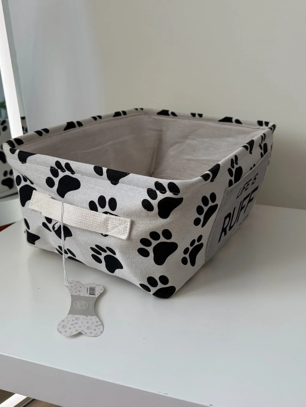 Life Is RUFF Paw Print Storage Basket
